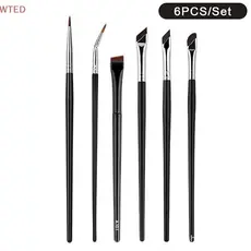 6 Pcs Atualização Lâmina Pincel De Delineador Ultra Fino Ângulo Plano Sobrancelha Sob Os Olhos Colocar Maquiagem