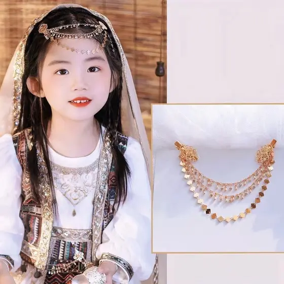 Xinjiang Yunnan viagem Wear meninas estilo étnico testa corrente estilo tibetano corrente foto cocar Hanfu Hairpin acess