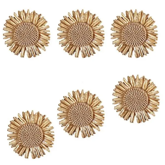 6 Peças de Anéis de Guardanapo Elegantes de Girassol, Design Único para Aprimorar Sua Experiência de Jantar