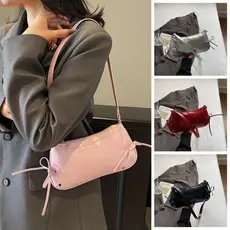 HUIJIANG Bolsa De Ombro , Axila Com Gravata Borboleta De Cor Sólida , Designer De Moda Y2K Couro PU Feminina Meninas