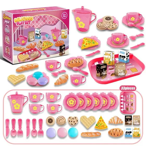 Conjunto de chá de brinquedo para meninas, brinquedos para festa do chá, brinquedos infantis, comida de brinquedo.