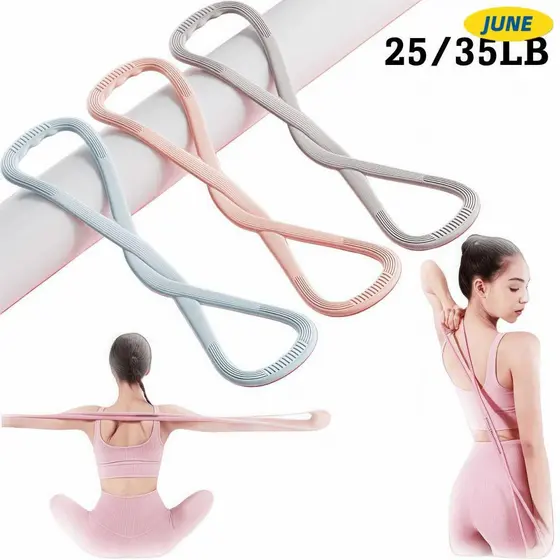 Faixas De Exercício De Junho , Resistência De Figura 8 De Silicone Macio Elásticas 25/35 LB