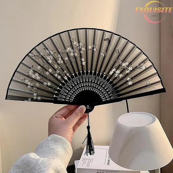 [EL] Leque Dobrável De Seda Vintage , Arte Chinesa , Artesanato , Presente , Decorações Para Casa , Dança , De Mão , Dec