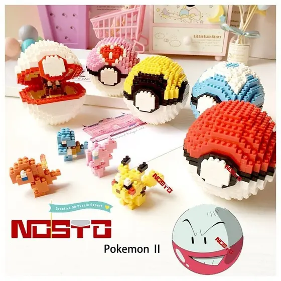 Pocket Monster II Blocos Pikachu Charmander Bulbasaur Pokeball Nano 50 Espécies Brinquedos De Personagens * &-*