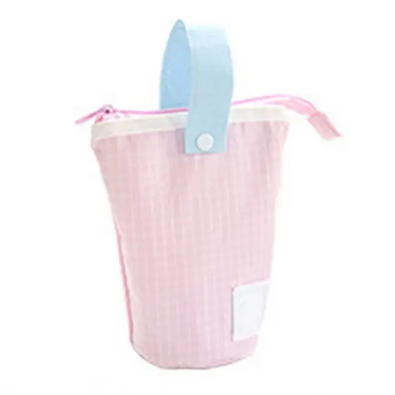 Hyhyhy Yitre Standing Pencil Case  Foldable Stylish Storage Solutions Premium Canvas for Office (Stawberry)
