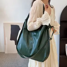 Bolsa de Praia Grande Estilo Retrô, Casual, de Grande Capacidade, Bolsa de Ombro e Transversal, Bolsa de Compras de Moda
