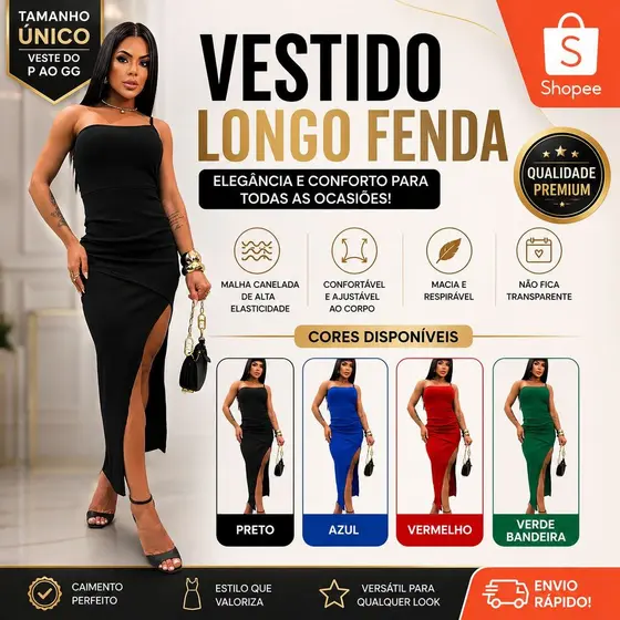 Vestido Midi Premium em Tecido Anarruga – Sofisticação Feminina