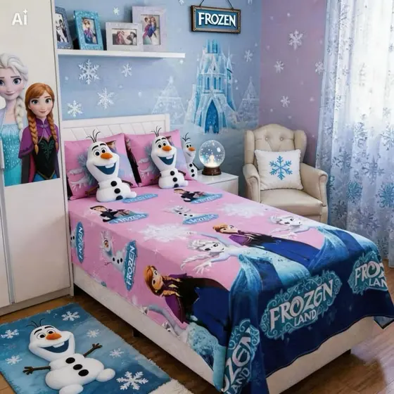 Jogo de Cama Casal Box Infantil 3 Peças 2,20x2,50 | Lençol + 2 Fronhas Estampado