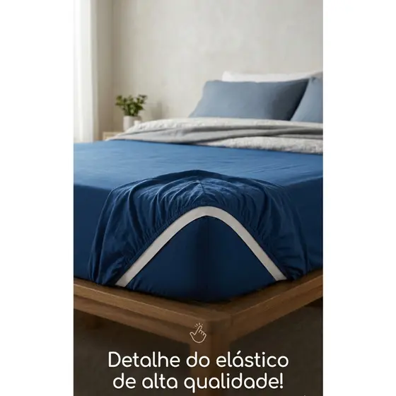 Lençol Com Elástico Casal Box 2,00m x 1,80m Toque De Algodão Macio Percal Soft Premium Várias Cores