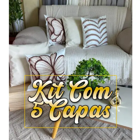Kit 5 Capas de Almofada 45x45 cm Suede Decorativas Estampadas Com Zíper Toque Aveludado Premium