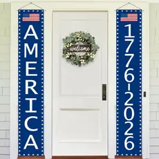 Probsin 250 Faixas de Aniversário para Porta, Pacote com 2, América 1776-2026, Faixas Patrióticas para Pendurar, Placas 