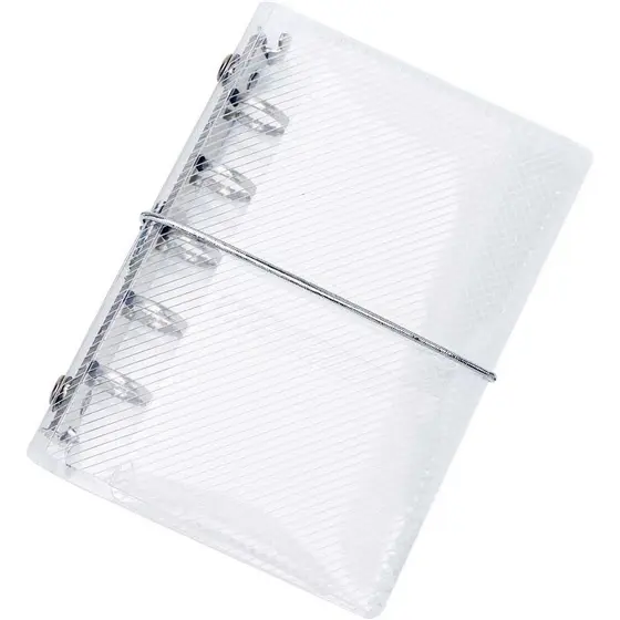 AxeWoodz Pasta Transparente A8 em PP, Pasta Tripla com Elástico, Folhas Soltas, 5 Argolas, Organizador Pessoal Transpare