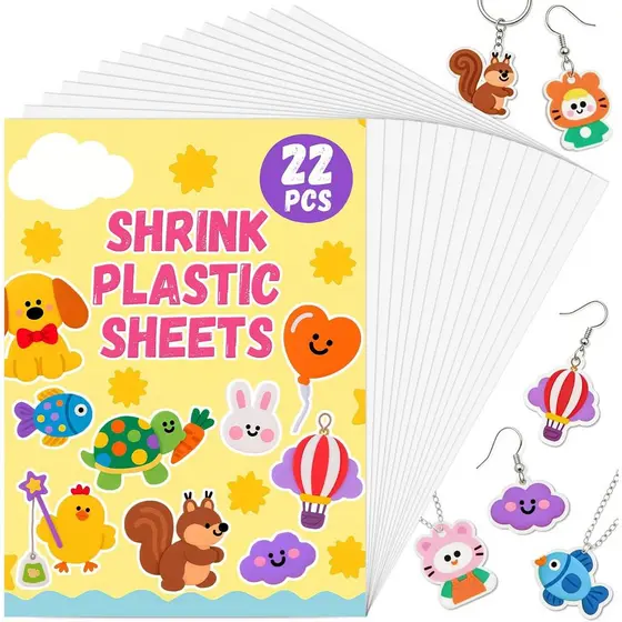 RAINFLOW 22PCS Shrinky Dink Sheets - Shrink Paper Keychain Kit Christmas Crafts,7.9" x 5.7" Shrinky Plastic Sheets Shrin