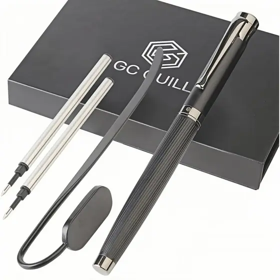 Conjunto de Canetas Rollerball Elegantes GC QUILL com Marcador de Páginas, Caneta de Luxo para Escrita e Anotações, Pres