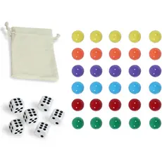 HOROW 30 Peças de Bolas de Substituição para o Jogo de Tabuleiro Wahoo, 6 Cores de Bolas, 6 Dados e 1 Saco de Armazename