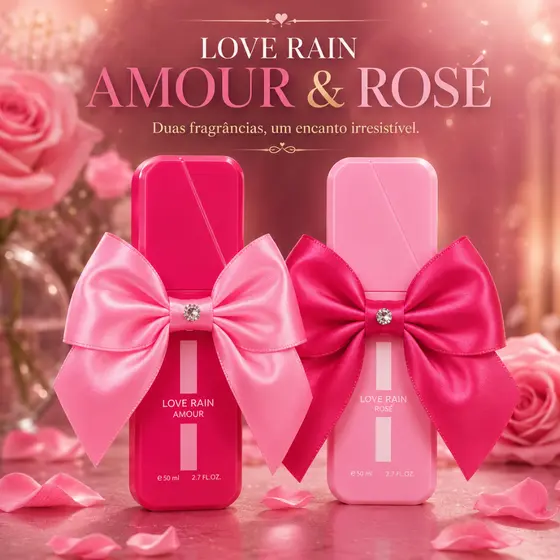 Perfume Feminino Petit Grace Love Rain Rose ou Amour 80ml Aroma Delicado Infanto Juvenil Longa Fixação