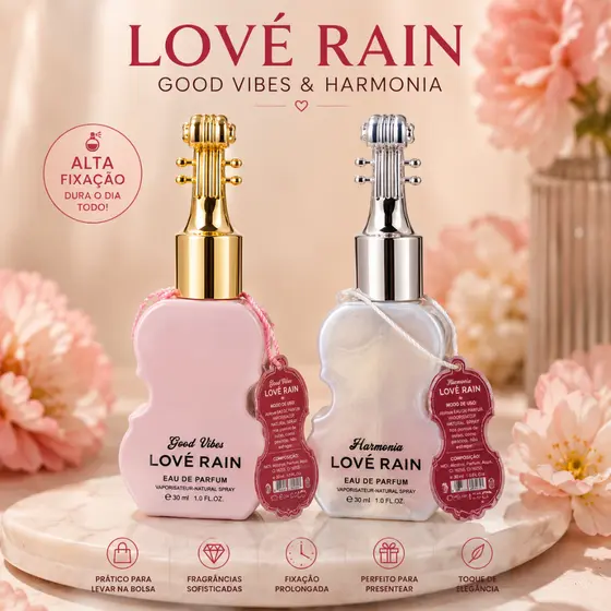 Perfume Love Rain Good Vibes - Longa duração e Alta Fixação 30ml