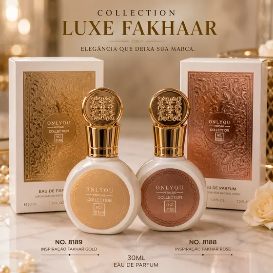 Collection Luxe Fakaar Rose e Gold 30ml - Perfumes Contratipos Premium Inspirados nas Fragancias Árabes Longa Duração