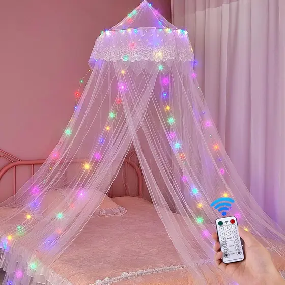 Cortina de Cama em Forma de Castelo de Unicórnio para Meninas, Decoração de Quarto com Cortinas de Cama de Princesa, Tol