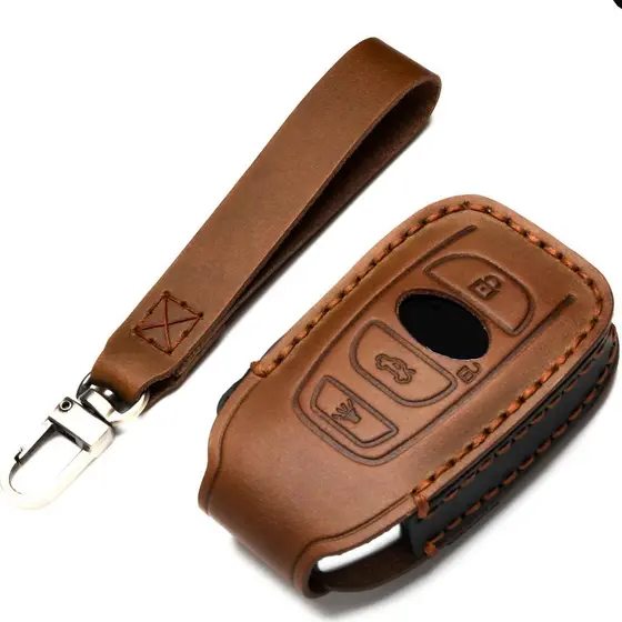 Capa de Couro para Chave Compatível com Controle Remoto Sem Chave Subaru Forester, Impreza, Outback, WRX, BRZ, Legacy e