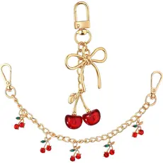 Thinp 2 Peças Chaveiro de Cereja, Pingente de Cereja para Bolsa, Acessórios de Moda Feminina para Chaves de Carro, Prese