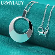 URMYLADY 925 Prata Esterlina Oco Redondo 16-30 Polegada Pingente Colar Para Mulheres Jóias De Casamento