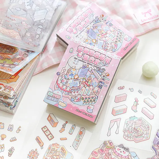 ENWEI 96 Pcs [Série De Loja De Roupas] Mini Adesivo De Paisagem Livro Diário Scrapbook Auto Serviço Banheiro Jardim Burg