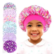Bebê Dos Desenhos Animados Crianças Impressão Cetim Gorro Dormir Chapéu Boné Cabelo Ajustável Sedoso Para Criança Noite