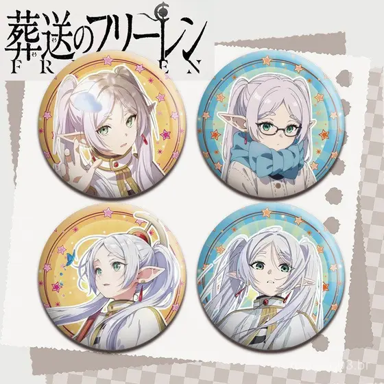 Frieren: Beyond Journey's End, merchandise para fãs de anime com dupla luminosidade, distintivo laser reflexivo Jasmin,