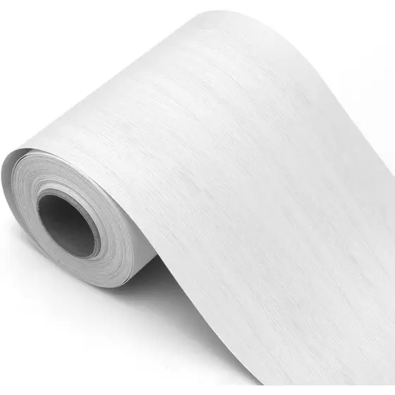 Peel and Stick White Wood Grain Wallpaper Border, Removable PVC Waterproof Wallpaper for Mirror Frame, Kitchen Tiles, Ca