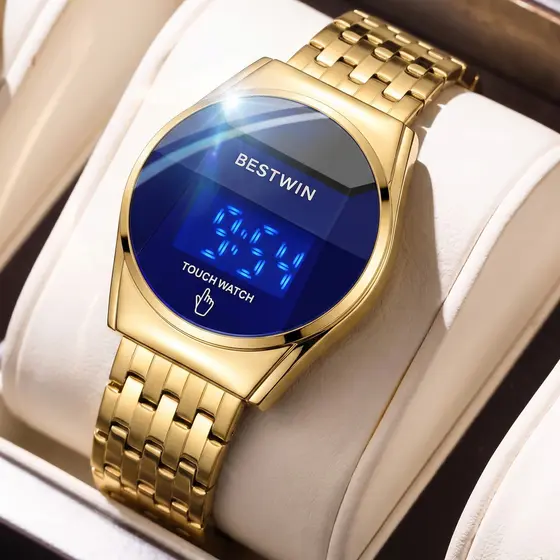 Bosterton BESTWIN Relógio Masculino Moda Relógio Masculino LED Tela Sensível Ao Toque Redondo Relógio Eletrônico Masculi