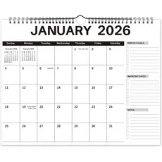 Calendário de Parede 2026, Calendário Mensal de Parede 2026, Planejador de Calendário para 18 Meses 11,5"x14,5", Planeja