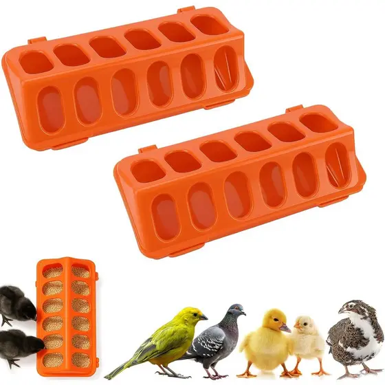 Conjunto de 2 Bandejas Plásticas com Tampa Articulada para Alimentação de Aves, Comedouro para Pintinhos, Patinhos, Codo