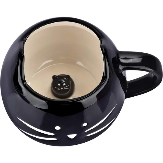 Caneca de Café de Cerâmica Divertida e Fofa em Forma de Gato, 12 oz, Presente para Amantes de Gatos, Canecas de Chá para