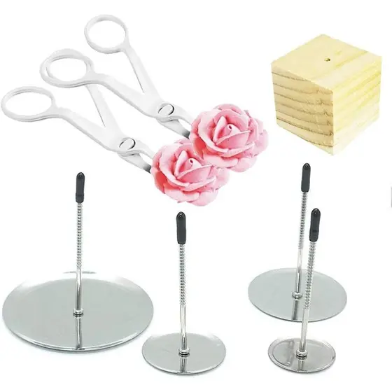 Conjunto de Levantadores de Flores para Bolo - Ferramentas de Confeitaria em Aço Inoxidável, 6 Peças, Decoração de Flore