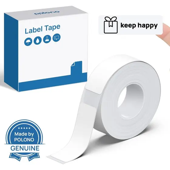 Fita para Rotuladora POLONO Genuine P31S, Papel de Impressão Adaptado, 15x40mm (0,59"x1,57"), Refil Autoadesivo para Cas