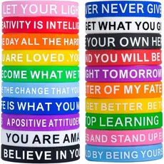 Pulseiras com Citações Motivacionais QEERBSIN - 20 Pulseiras de Silicone em Lote - Pulseiras Inspiradoras Elásticas Unis