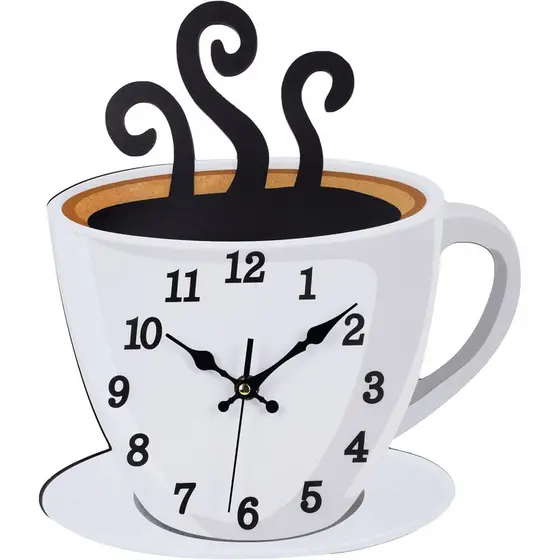 Relógio de Cozinha Fomaris para Decoração de Parede de Café, Relógios Decorativos de Parede para Cozinha, Funcionam a Pi