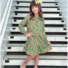 Vestido Infantil Feminino Estampado Manga Longa  e Laço