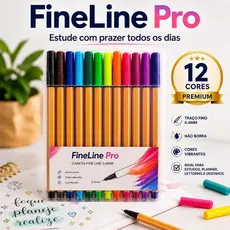 Caneta Fine Line 0.4mm Colorida | Kit 12 Unidades Escrita Fina e Suave