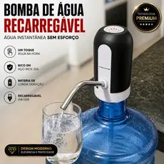 Bomba de Água Elétrica Recarregável USB para Galão de 10L/20L - Bico de Aço Inox