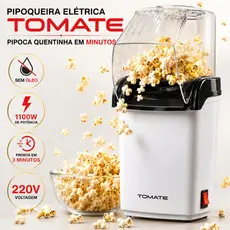 Pipoqueira Elétrica TOMATE Compacta e Portátil 1100W de Potência - 220V | Tecnologia Sem Uso de Óleo