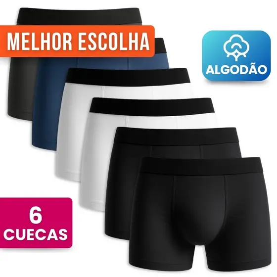 Kit 6 Cuecas Boxer Masculino Microfibra Premium Conforto Extremo