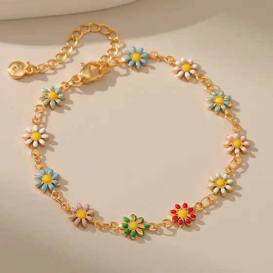 XILANG fornecimento de óleo gotejamento pintado à mão artesanato pulseira francesa banhado a cobre 18K ouro Real estilo