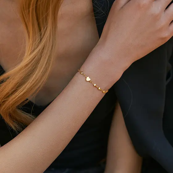 XILANG Amazon novo produto não é fácil de desbotar corrente de cobre doce banhado a ouro 18K pulseira nicho amor acessór