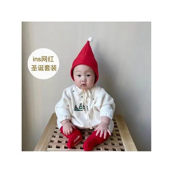 Bebê bebê estilo inverno forro de lã roupas de natal macacão bebê 2025 estilo outono macacão de bebê com chapéu