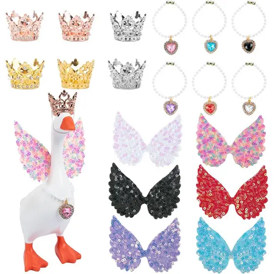 Conjunto de 6 Acessórios para Ganso de Mesa de 7 Polegadas - Acessórios Glamorosos para Ganso de Mesa - Mini Coleira de