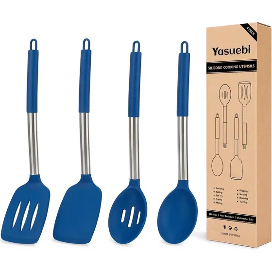 Conjunto de Utensílios de Cozinha de Silicone para Utensílios de Cozinha Antiaderentes, Perfeito para Assar e Misturar,