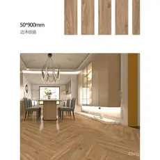 Revestimento de porcelana de borda reta com efeito de madeira 150x900, imitação nórdica de madeira maciça para quarto, v