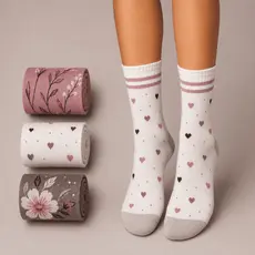 Kit 3 Pares de Meia Cano Alto Feminina Adulto Tecido de Algodão com Poliéster Ideal Para Atividade Física